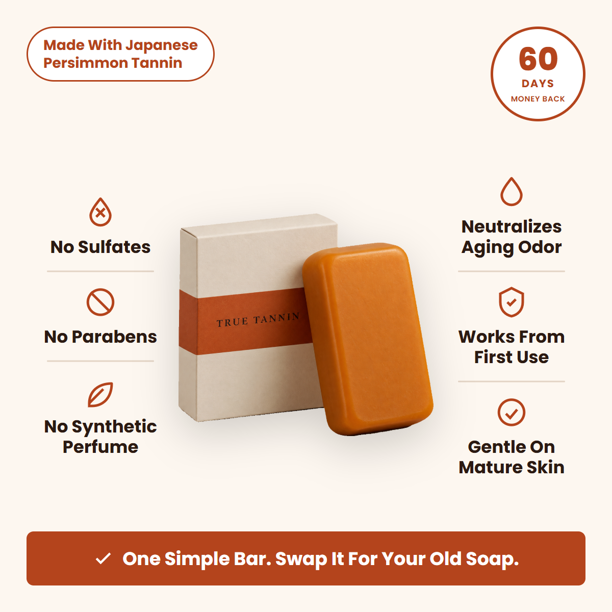 True Tannin persimmon soap with key features