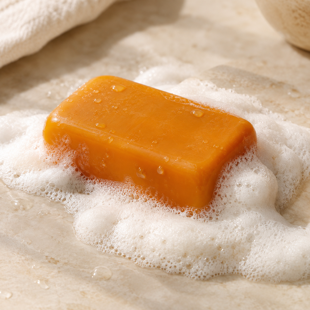 Persimmon soap bar with a rich lather